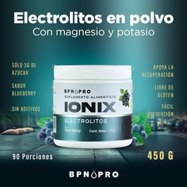 Electrolitos en Polvo 150gr con Magnesio y Potasio | Sin Gluten ni Aditivos | Sabor Blueberry | Solo 3g de Azúcar, Hidratación y Recuperación para Deportistas | Electrolitos Sin Azúcar | BPN PRO