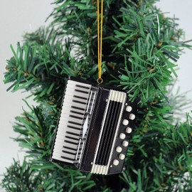 Dselvgvu 2.76" Wooden String Miniature Accordion Hanging Ornament Mini Musical Instrument Replica Music Birthday Gifts Holiday Tree Home Decoration and Display Ornament Model (Black, 2.76" Accordion)