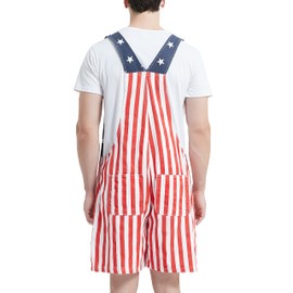 Odefou Bib Overalls for Men Shorts Romper Festival Jumpsuits Fashion Coveralls(Flag Print,5XL)
