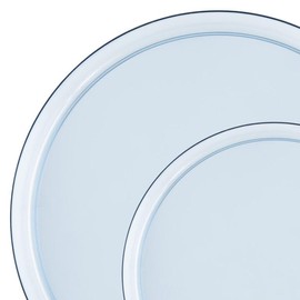 10 inch Blue Transparent Plastic Dinner Plates – Disposable, Elegant, Versatile Plates for Everyday Use, Parties, Desserts, Special Occasions – BPA-Free, Easy to Clean, Stylish Tableware (60)