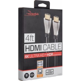 Rocketfish- 4' 4K Ultra HD In-Wall HDMI Cable - Black