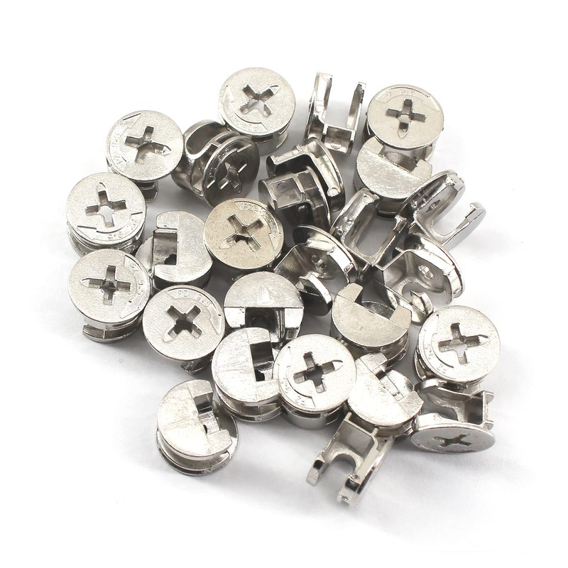 25Pcs Furniture Connecter Fixing Screws Eccentric Cam Lock with Pre-Inserted