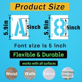 DZXCYZ 5 Inch Letter Stencils Numbers Craft Stencils, 42 Pcs Reusable Alphabet Templates Interlocking Stencil Kit for Painting on Wood, Wall, Fabric, Rock, Signage