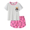 CYCHELRY Big Girls Summer Pajamas Set-Grey Pandas Short Sleeve and