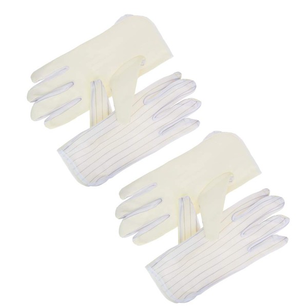 Othmro Anti-Static Gloves, Work Gloves, M, White, Polyester, Work Gloves, Static Electronics, Striped, Pack of 5