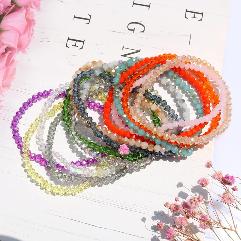 EUMENIDES Natural Crystal Stone Bracelet, 4MM, Elastic Band, Natural Gemstones,