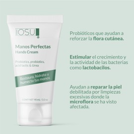 iOSU Crema Manos Perfectas -Reparadora con prebióticos y probióticos - Restaura, Hidrata y Humecta tus manos