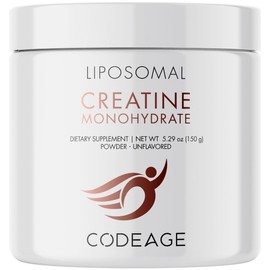 Codeage Liposomal Creatine Powder Supplement, Pure Creatine Monohydrate 5000mg, Pre Workout Post Workouts Unflavored Creatine, Creatine Powder Micronized, Creatinine Muscles Sports - 30 Servings