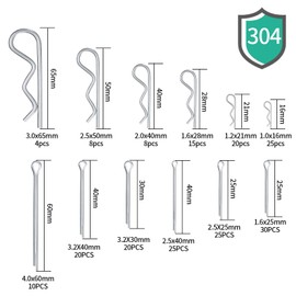 210 Pcs Cotter Pins and R Clips Assortment Kit, 304 Stainless Steel Split Pins, Retaining Spring Hitch Cotter Fastening Pins Clips Set, for Farm Trucks, Cars, Campers, Lawn and Garden Equipment