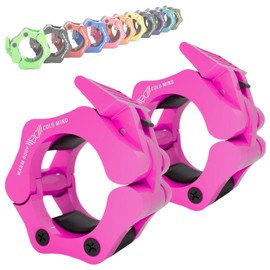 WARM BODY COLD MIND - Premium 2 inch Olympic Barbell Clamps, Weightlifting Collars, Weight Clips for Bars, Olympic Weight Lifting Clips, Bar Clamps - Gym Accessories Strength Training (Pink)