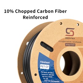 Siraya Tech Fibreheart PET-CF 3D Filament - Carbon Fiber Reinforced, High Strength & Rigidity, Easy Print, Dimensionally Stable, Aluminum Foil Sealed Bag - for Strong and Precise Parts (Black, 1kg)