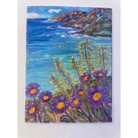 Big Sur Purple Flowers Sticker Cass Rees Original Painting Artwork Fine Art