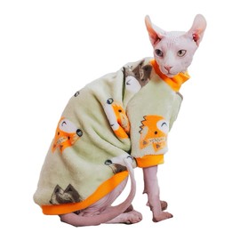 Sphynx Cat Warm Turtleneck Sweater, Thick Soft Double-Sided Fleece Clothes for Cats, Two-Legged Winter Onesie for Cats and Small Dogs,Pjs for Cats and Puppy (Fox, M (3.5-5lbs))