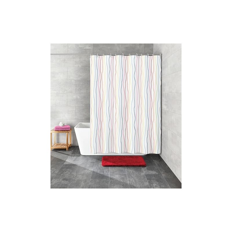 Multi Stripe Jolie Design Polyester Fabric Shower Curtain 180cm wide