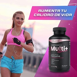 Multivitaminico Para Mujer | 180 Cápsulas | Vitaminas con Colágeno, Curcuma y Pimienta Negra + Vinagre de Manzana + Jengibre Biotina Acido Fólico