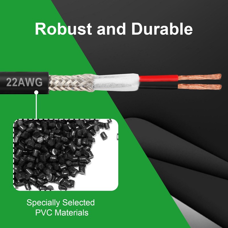 MOOKEERF 22/2 Shielded Wire 50FT,22AWG 2 Conductor Shielded Cable Stranded