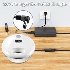 28V Power Cord for OPI LAMP Charger for Model HD-2800200 HD2800200 HD 280020 OPI LED LAMP 2017 GL902 GL 902 Dual Cure Nail Light OP1 0PI 0P1 Powered by LG Innotek Power Supply AC Adapter Cord 8.5FT