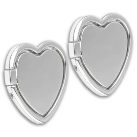 [2 Packs] Love Heart Shaped Glossy Finish Cell Phone Ring Holder Stand, 360 Degree Rotation Finger Ring Kickstand with Polished Metal Phone Grip for Magnetic Car Mount (Sliver)