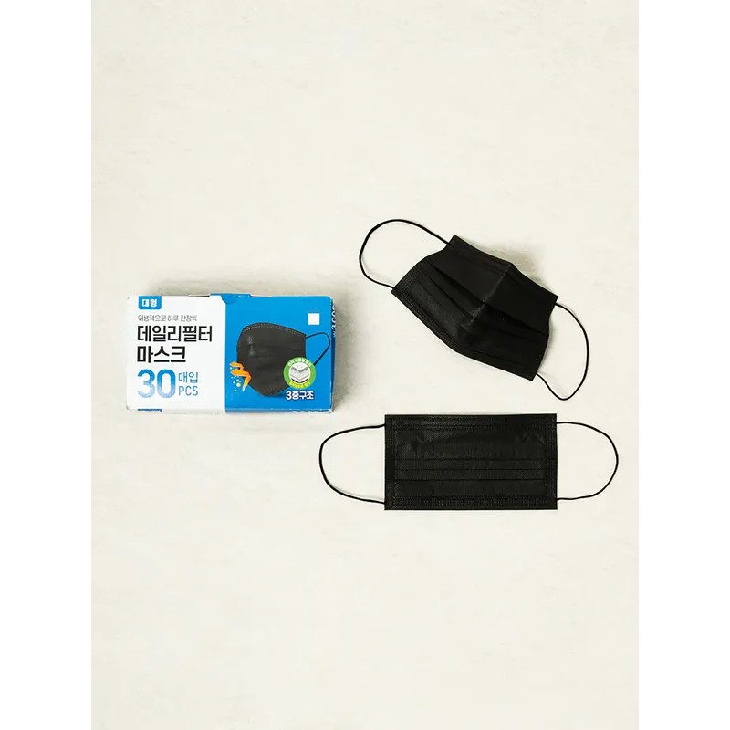 DAISO K Disposable Filter Black Mask Large 30 Pack