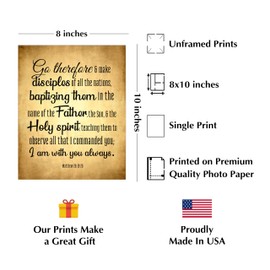 Go & Make Disciples of All the Nations - Christian Inspirational Wall Art, Motivational Scripture Wall Decor Print- For Home Decor, Church Decor, Living Room Decor or Office Decor, Unframed - 8x10