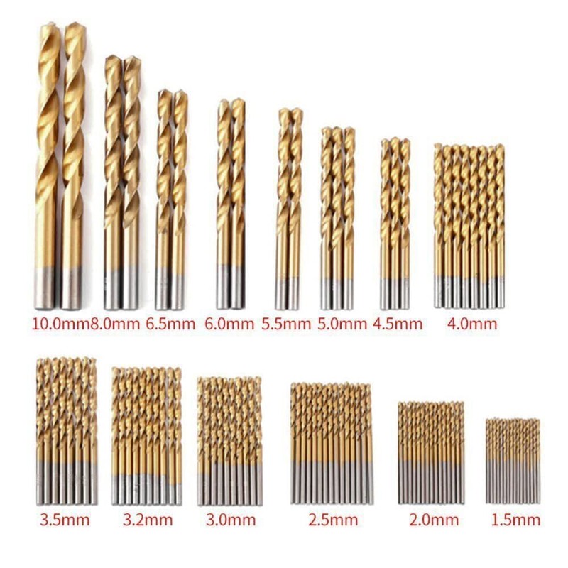 Metal Twist Drill Bit Set, Titanium Coated 4241 HSS 135°