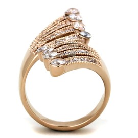 YourJewelleryBox Rose gold cocktail ring cubic zirconia stamped cubic zirconia fan long (P)