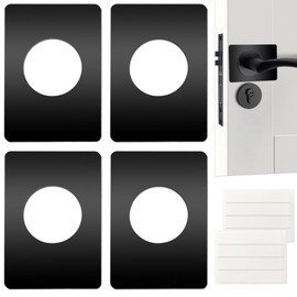 6 PCS Door Reinforcement Plate, Adhesive Door Handle Fixing Cover, Door Hole Cover Plate, Door Knob Backplate for Interior Doors (Black)