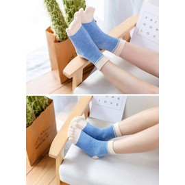 LOFIR Toe Socks, Women's 5-Toe Socks, Made of Cotton, Animal, Cartoon, Cat, Dog Socks, Fun Colourful Girls Socks with Toes, Size 35-41, 4/5 Pairs (Loa87805-mixed Color-5 Pack) - Colour 2, size: 35-41