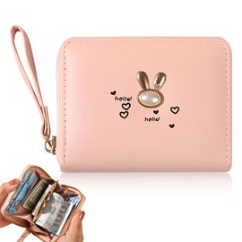 MWUMRCM Pink Children's Cute Wallet with Card Holder PU Leather Mini Purse Children with Tassel Zip for Children Teens Girls Women