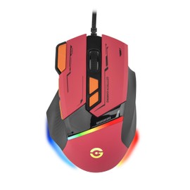 GETTTECH Gaming Mouse con Cable Trenzado 1.5m, Sensor Instant 725F, Resolución dpi de 7200, tasa de Sondeo 125 Hz, 8 Botones, Aura RGB, Rojo y Naranja.