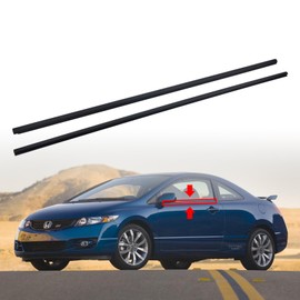 2Pcs Weatherstrip Window Moulding Trim Seal Belt Compatible with 2006-2011 Honda Civic Coupe 2D Replace# 72410-SVA-A01ZA 72450-SVA-A01ZA