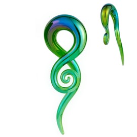 Stuppendux 2pc Green Ear Glass Spiral Tapers Plugs Tunnels Expander Hanger Gauges Earrings Stretching Body Piercings Jewelry Gauges 4G 5MM