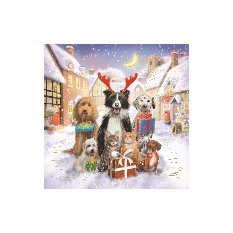 Tom Smith Giftmaker Pack 10 Square Christmas Cards 2 Festive