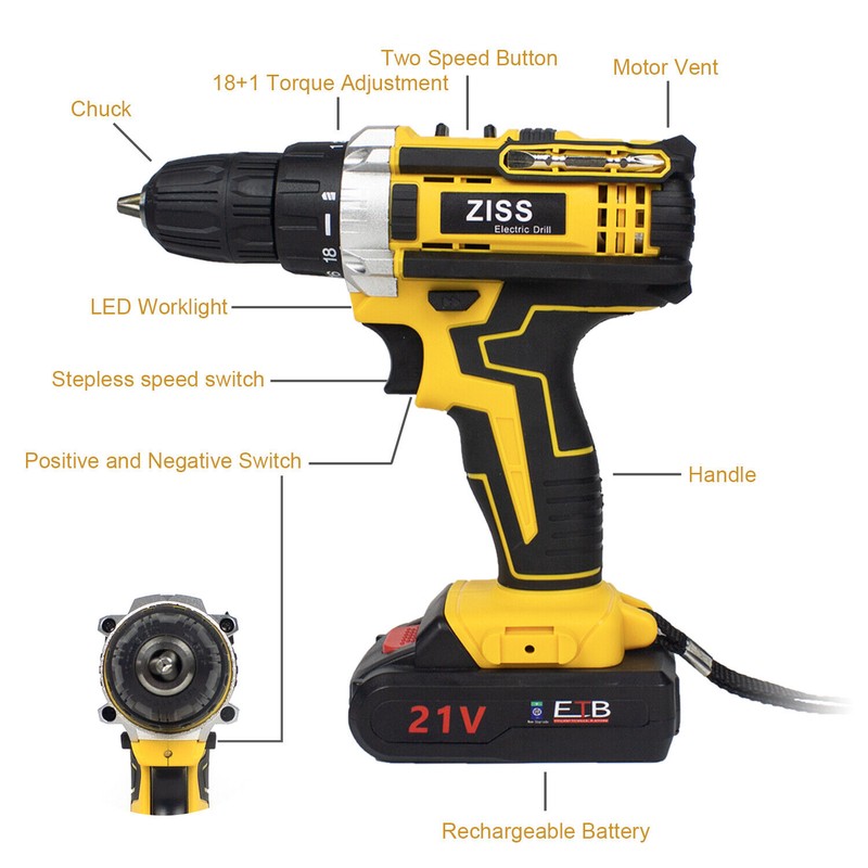 Ziss 21V 34IN1 Electric Cordless Drill Impact Drill Combo Set