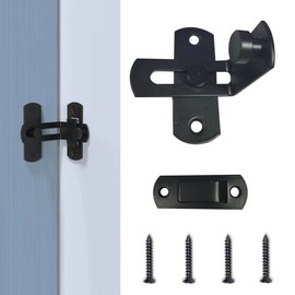 TONAUP Stainless Steel Door Latch, Small Sliding Door Lock, 90 Degree Door Lock, Interior Door, Flip Latch with Fixed Screw, Bolt Latch Black for Barn Sliding Door, Wine Cabinet