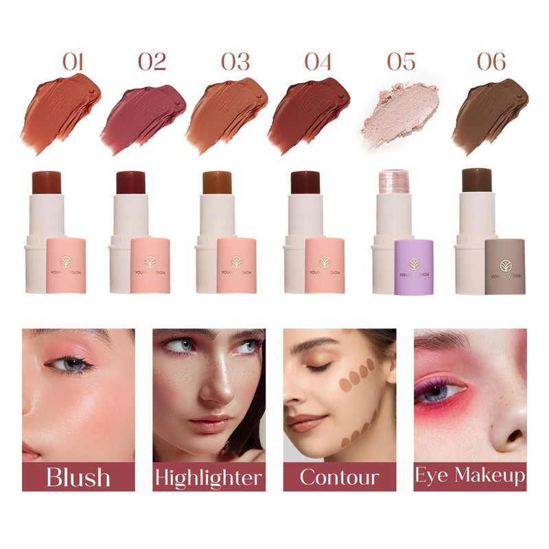 Contour Highlighter Blush Sticks - Cream Contour Bronzer Stick for