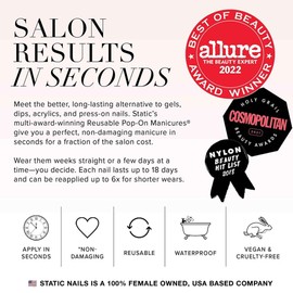 Static Nails Reusable Pop-On Manicure Set, Non-Damaging Glue-On Nails (Toasted Sugar Long Coffin) - False Nails with Static Nail Glue, Nail Set, Fake Acrylic Press On Nails