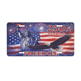 250th Birthday License Plate America, 6x12 inch,Anniversary USA Eagle Front License Plate Decorative Aluminum Frame Cover,Car Accessory,4 Holes
