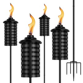 SSNEWOG 4 Pack Citronella Torches for Outside, 16 Oz Outdoor Garden Torch with 5-Prong Grounded Stake, 59 Inch Metal Torch for Home Décor, Outside Torches for Backyard, Garden, Patio