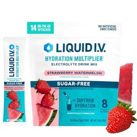 Liquid I.V. ® Multiplicador de Hidratación Sin Azúcar - Fresa y Sandía | Mezcla para Bebida con Electrolitos en Polvo | 1 Paquete (14 Porciones)