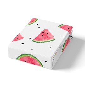 Feelyou Watermelon Bedding Set Kids Boys Girls Delicious Fruit Print Fitted Sheet Watermelon Seeds Bed Sheet Set Cool Summer Bed Cover,Room Decor 2Pcs Sheets Twin Size
