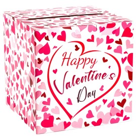 Adecortalk Happy Valentine's Day Box Pink Valentine's Gift Box Valentine's Day Treat Box Surprise Gift Wrap Box for Birthdays, Anniversaries, Valentine's Day, Valentine's Gift for Women Men