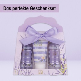 Accentra Women's Shower Set Lavender in Beautiful Gift Box - 3-Piece Care Set with Shower Gel, Body Lotion and Bubble Bath - Wellness Gift Set for Birthday, Valentine's Day & Christmas