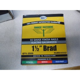 Fanaco 16 Gauge Galvanized Brad Nails FANB16112 1-1/2 in. box of 2500