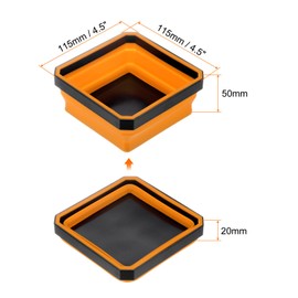 sourcing map 2Pcs Collapsible Magnetic Parts Tray Foldable Tool Trays Square Small Metal Parts Organiser for Fixing Screw Bolts Nuts Washers Pins, Orange