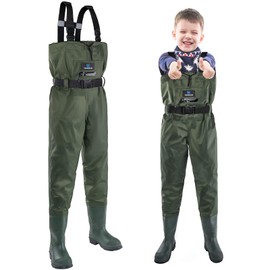 Trudave Kids' Chest Waders, Lightweight, Durable Nylon/PVC for Fishing & Hunting