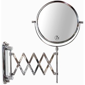 Deco Brothers Wall Mount Extendable Mirror, 8 Inch Double Side with 7X Magnification, Chrome