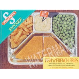 1960s SWANSON FISH FRENCH FRIES tartar TV dinner Metal Fridge Magnet 3x4 7684