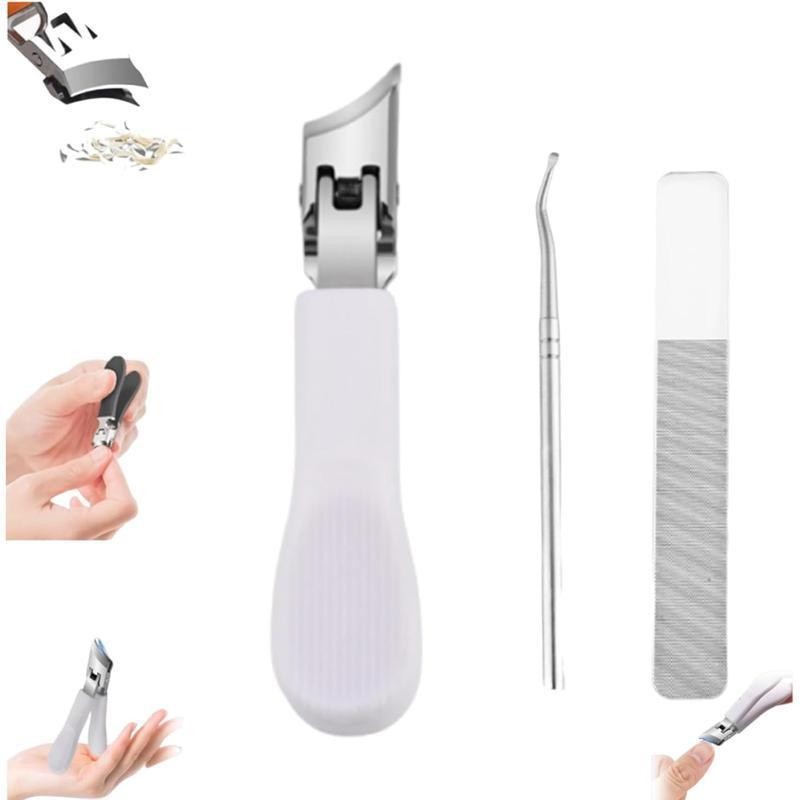 Multifunctional 3-piece set of eagle-beak angled nail clippers, household large-opening