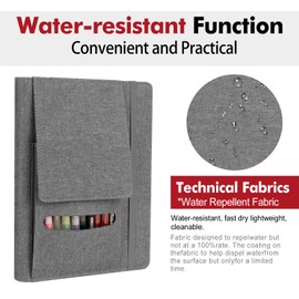 Ditiord Journal Cover for Rocketbook Flip | Executive Size 6"x8.8" Fits A5, 6"x9" Steno Pad/Notebook & Top Spiral Notepad | Waterproof Protective Case with Pen Loop Holder & File Storage (Gray)